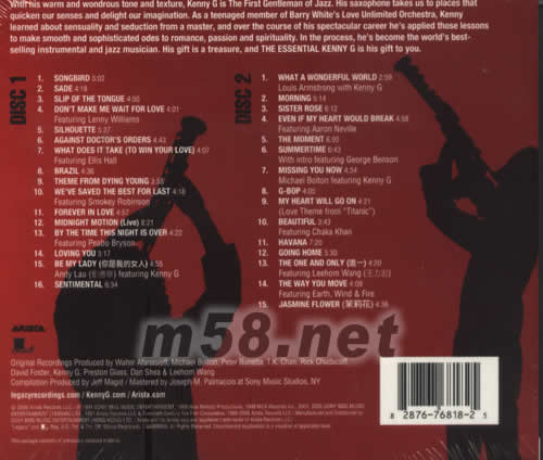 KENNY G Best專輯背面圖片