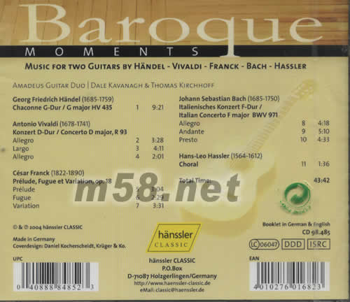 巴洛克時(shí)光BAROQUE MOMENT(吉它二重奏)專輯背面圖片