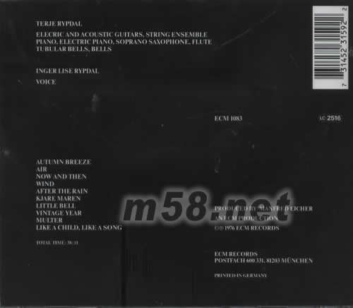 AFTER THE RAIN專輯背面圖片