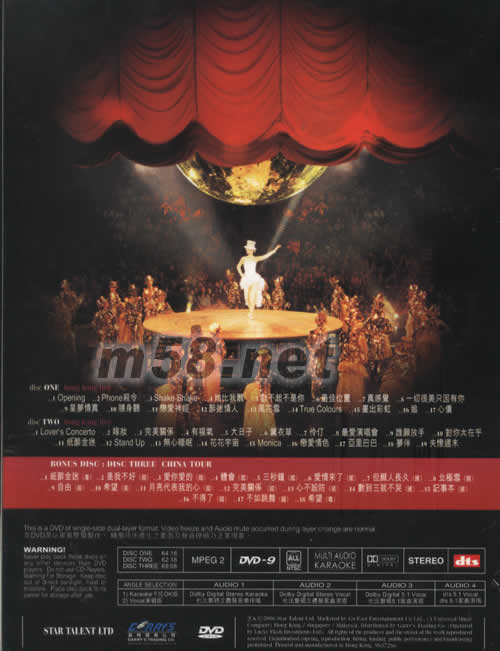 紙醉金迷演唱會(huì)KARAOKE LIVE DVD專輯背面圖片