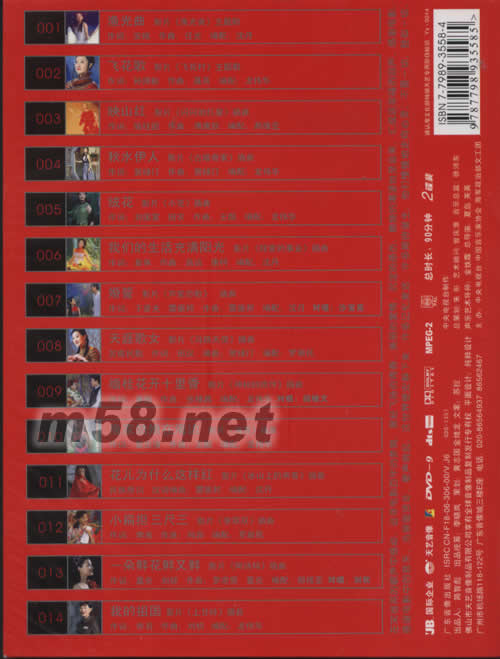 百年留聲DVD(中國百年電影歌曲經典)專輯背面圖片