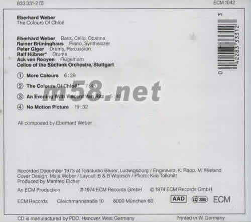 THE COLOURS OF CHLOE專輯背面圖片