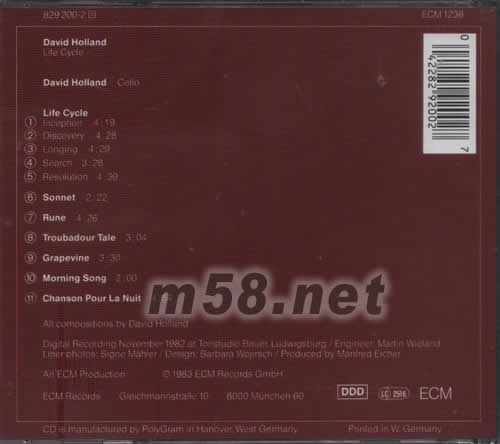 LIFE CYCLE專輯背面圖片