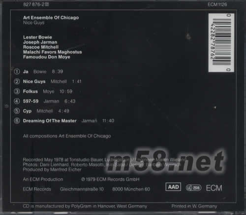 ART ENSEMBLE OF CHICAGO NICE GUYS芝加歌靚仔專輯背面圖片