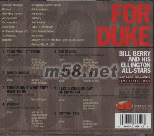 FOR DUKE專輯背面圖片