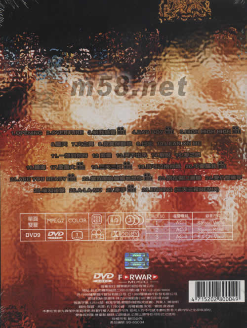 妹力99張惠妹LIVE演唱會 DVD專輯背面圖片