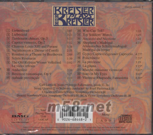 KREISLER PLAYS KRESLER專輯背面圖片