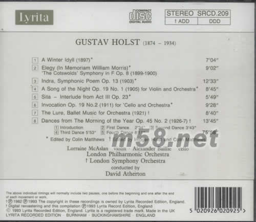 HOLST專輯背面圖片