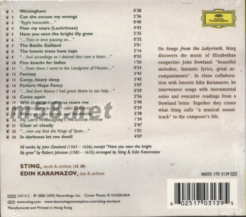 迷城之歌SONGS FROM THE LABYRINTH專輯背面圖片