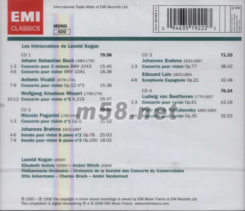 小提琴大師:KOGAN專輯背面圖片