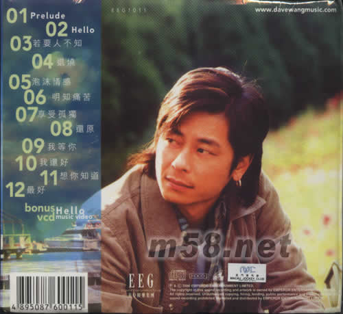 HELLO 王杰專輯背面圖片
