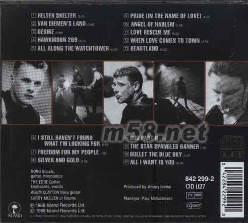 RATTLE AND HUM專輯背面圖片