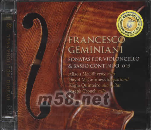 大提琴奏鳴曲GEMINIANI CELLO SONATAS SACD專輯正面圖片
