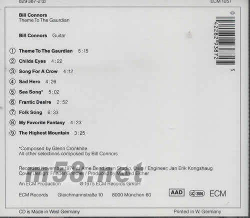 THEME TO THE GAURDIAN專輯背面圖片