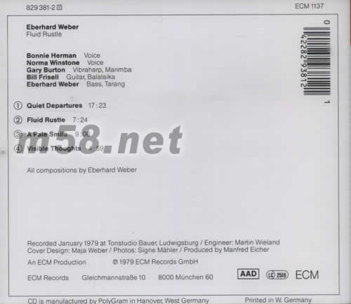 FLUID RUSTLE專輯背面圖片