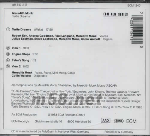 TURTLE DREAMS專輯背面圖片