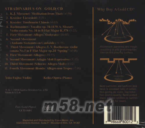 STRADIVARIUS ON GOLD CD(24K金版)專輯背面圖片