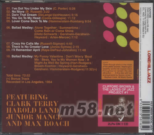 DINAH WASHINGTON WITH CLIFFORD BROWN專輯背面圖片