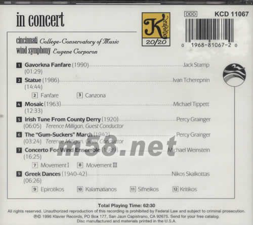 IN CONCERT專輯背面圖片