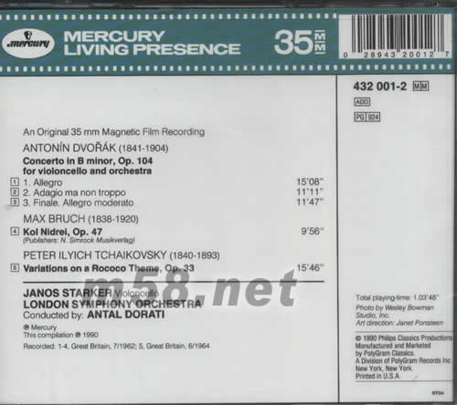 德沃夏克 B小調(diào)大提琴協(xié)奏曲專輯背面圖片