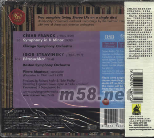 Pierre Monteux - Franck: Symphony in D minor & Stravinsky 法朗克:D小調交曲 史特拉汶斯基:波得洛希卡SACD特惠專輯背面圖片
