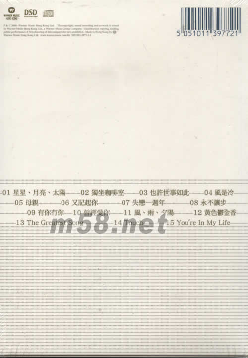 華納NO.1系列 陳潔靈專輯背面圖片