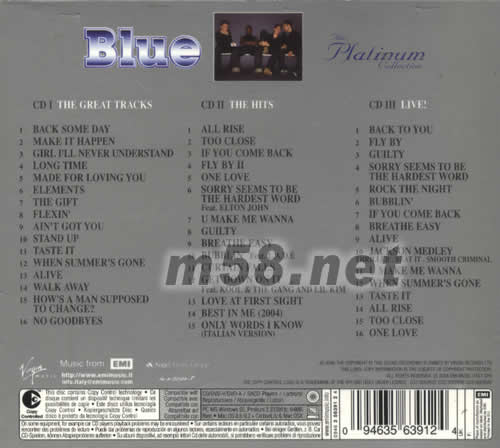 THE PLATINUM COLLECTION專輯背面圖片