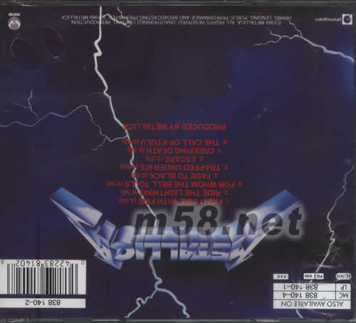 RIDE THE LIGHTNING專輯背面圖片