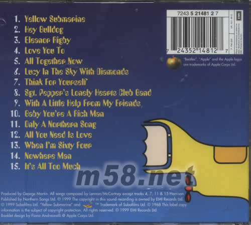 YELLOW SUBMARINE SONGTRACK專輯背面圖片