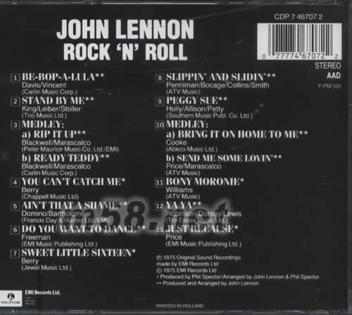 ROCK‘N’ROLL PARLOPHONE專輯背面圖片