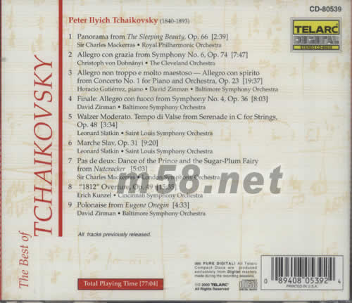 THE BEST OF TCHAIKOVSKY專輯背面圖片