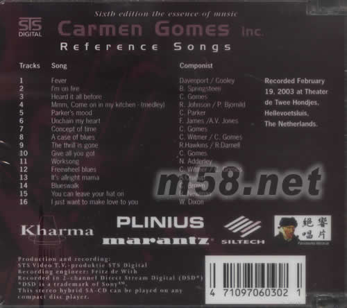 REFERENCE SONGS 爵士女神卡門(mén)CARMEN 30周年紀(jì)念專(zhuān)輯 SACD專(zhuān)輯背面圖片