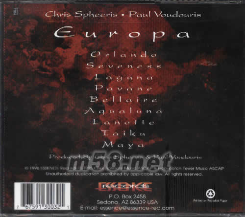 夢回歐羅巴 EUROPA專輯背面圖片