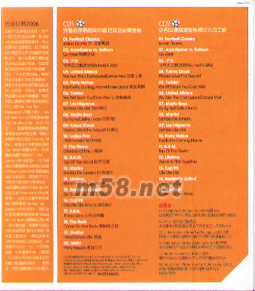 FOOTBALL2006(臺(tái)灣精裝版)專輯背面圖片