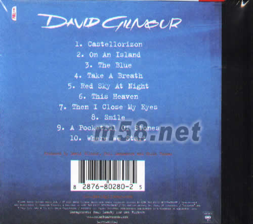 ON AN ISLAND專輯背面圖片