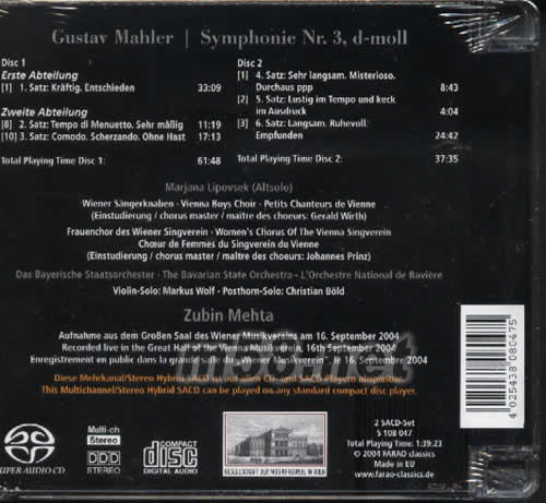 SYMPHONIE NR 3 SACD專輯背面圖片