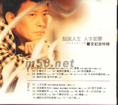 羅文紀念特輯 戲說人生 人生如夢專輯背面圖片