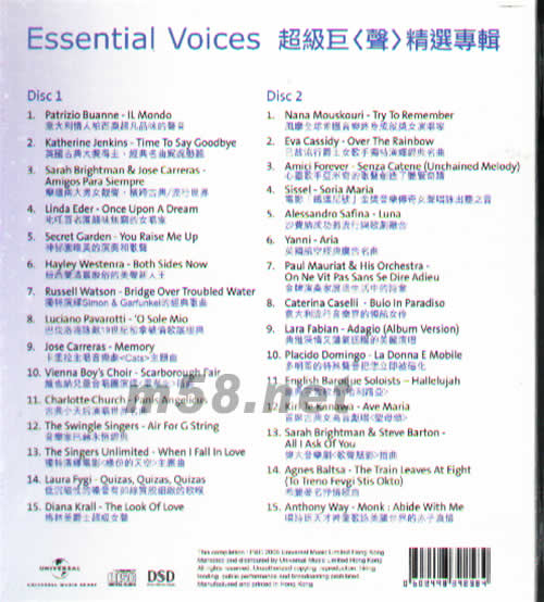 ESSENTIAL VIOCES超級巨星精選輯專輯背面圖片