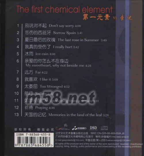第一元素 VI 吉他專輯背面圖片
