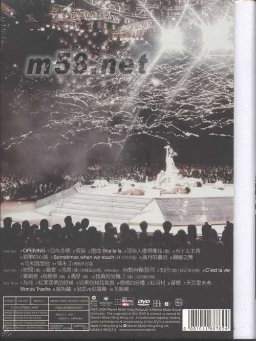 BACK FOR LOVE 2006 演唱會LIVE&KARAOKE DVD專輯背面圖片