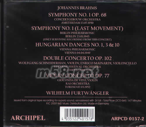 BRAHMS布拉姆斯第1交響曲 雙提琴協奏曲專輯背面圖片