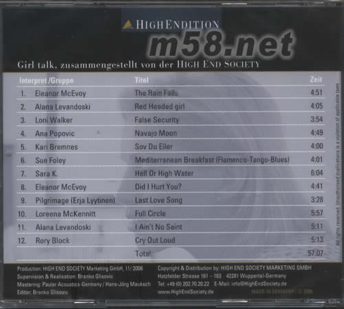 測試10 GIRL TALK VOLUME 10 GOLD DISC專輯背面圖片