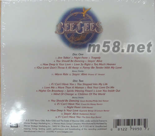 BEE GEES精選專輯背面圖片
