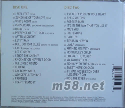 COMEPLETE CLAPTON專輯背面圖片