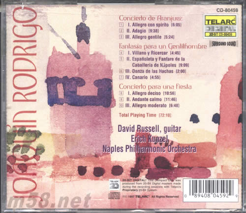 羅德里戈:ARANJUES協(xié)奏曲NAPLES PHILHARMONIC ORCHESTRA專輯背面圖片