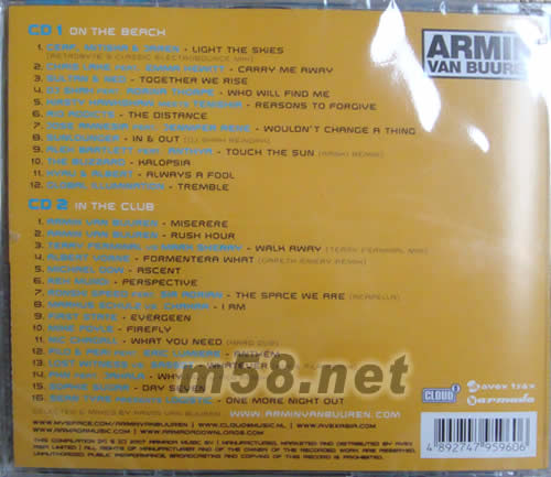 A STATE OF TRANCE專輯背面圖片