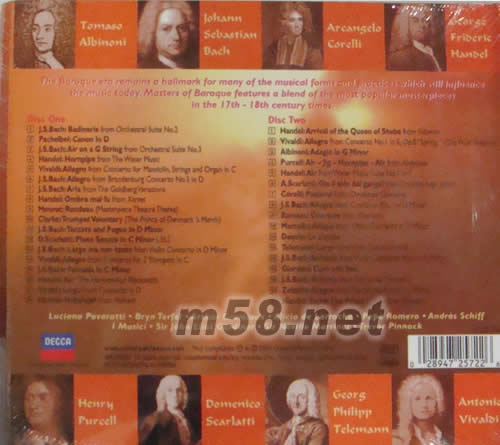 巴洛克音樂精選專輯背面圖片