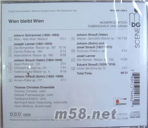 WIEN BLEIBT WIEN永遠的維也納圓舞曲波爾卡專輯背面圖片