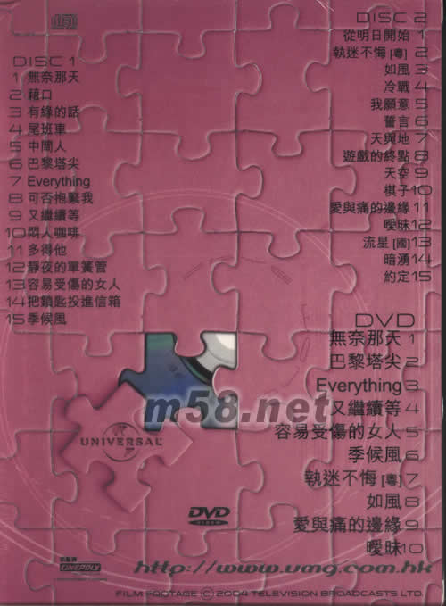 環(huán)球巨星影音啟示錄- 王菲專輯背面圖片