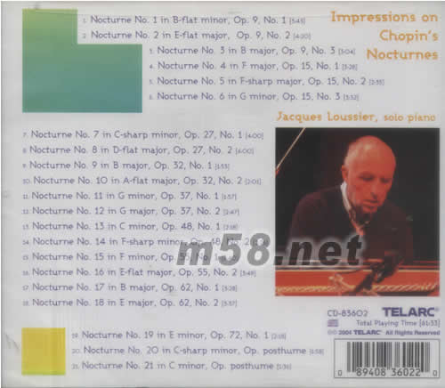 JACQUES LOUSSIER IMPRESSION ON CHOPIN‘S NOCTURNES專輯背面圖片